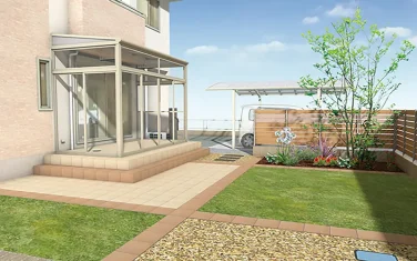 3D CAD でのご提案 オレンジガーデン 　熊宮庭苑　お庭・外構・エクステリア　住まい想造プロジェクト